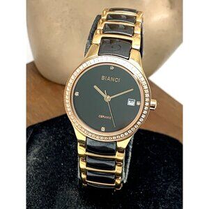 Roberto Bianci Women's Watch RB2951 Quartz Rose Gold Black Ceramic 28mm